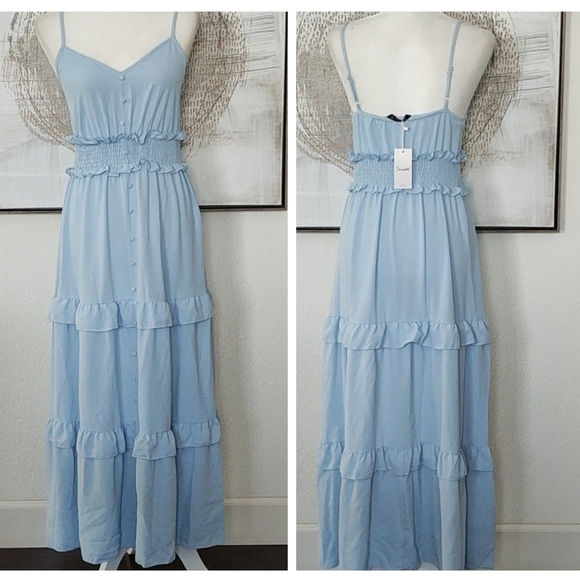 New Pretty Blue Maxi Dress Size S - Picture 1 of 8